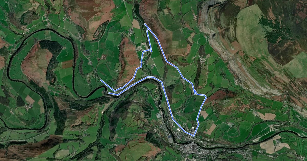 Маршрут Llangollen History Trail на спутниковом снимке