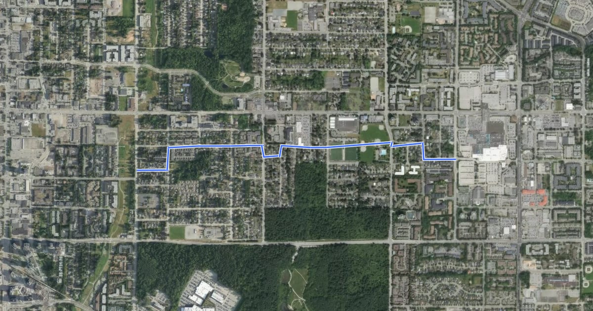 Маршрут local bikeway - City Centre to Guildford на спутниковом снимке
