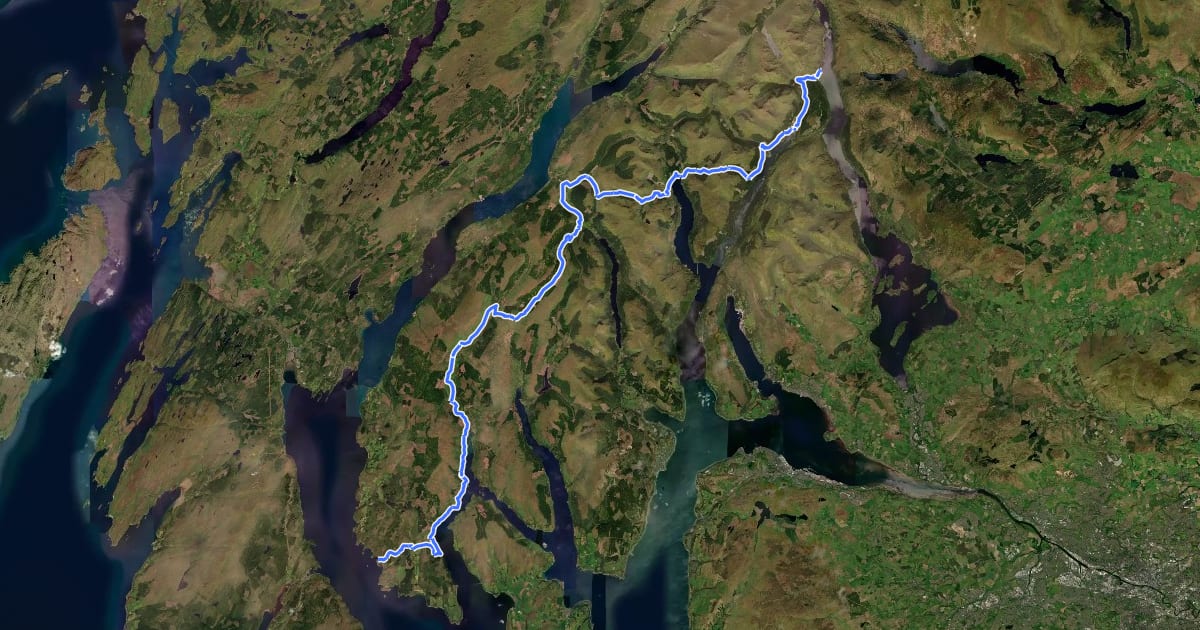 Маршрут Loch Lomond and Cowal Way на спутниковом снимке