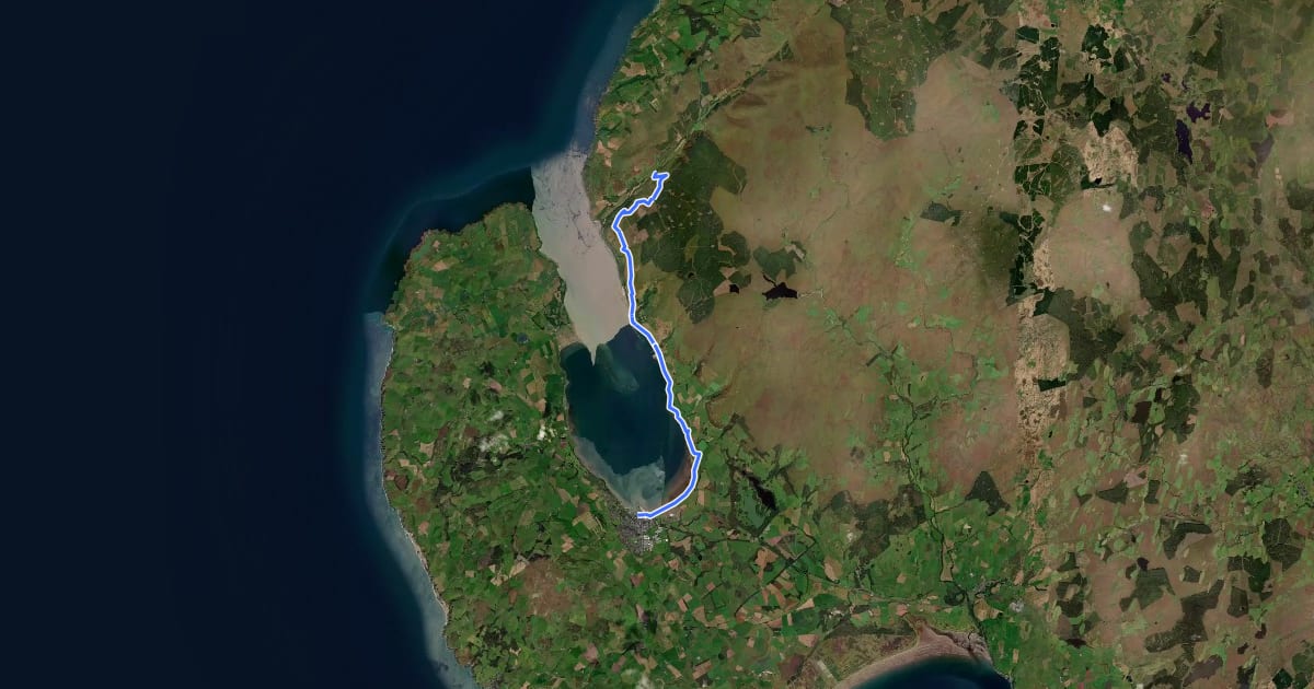 Маршрут Loch Ryan Coastal Path на спутниковом снимке