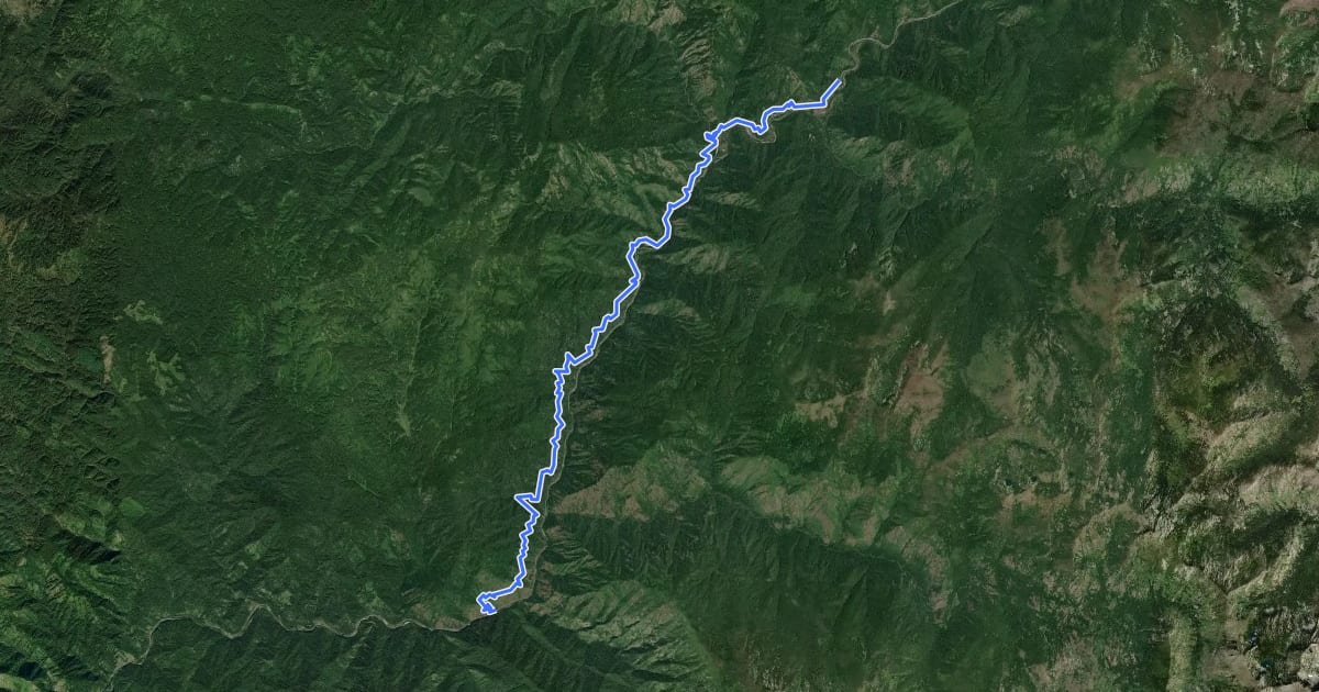 Маршрут Lochsa River Historic Trail на спутниковом снимке