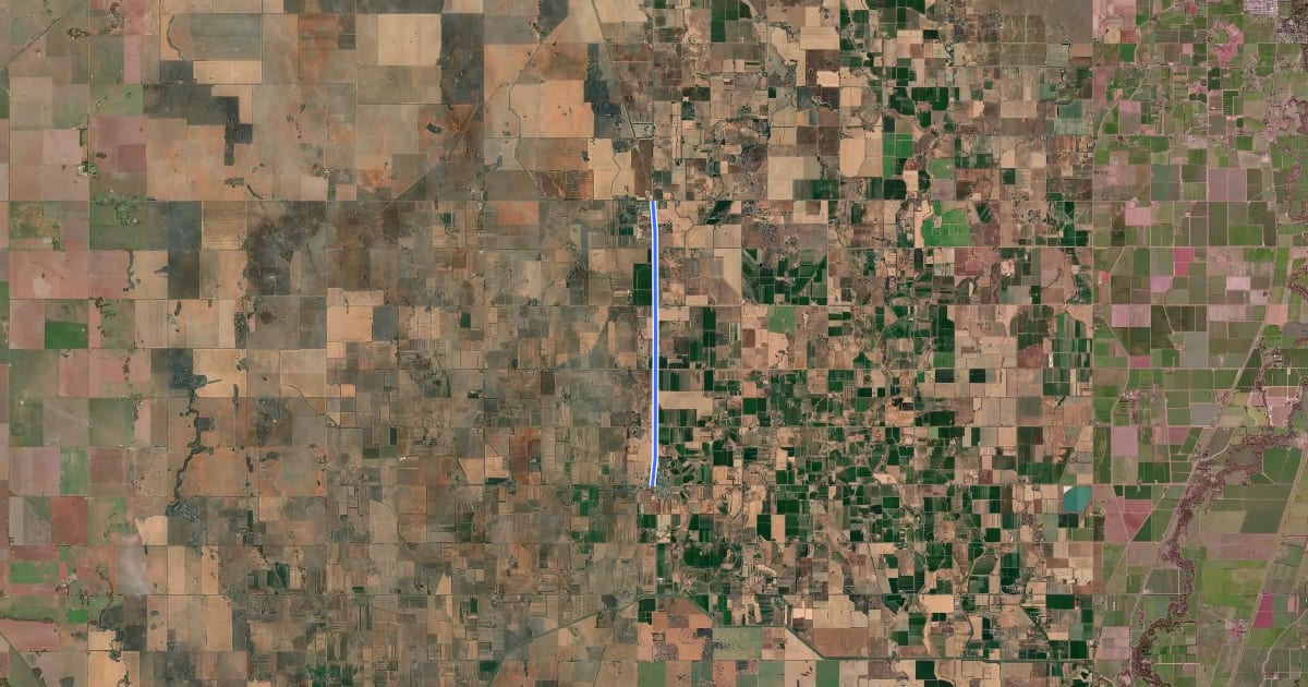 Маршрут Lockington – Kotta Rail Trail на спутниковом снимке