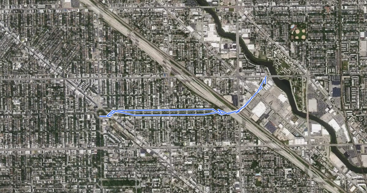 Маршрут Logan Boulevard на спутниковом снимке