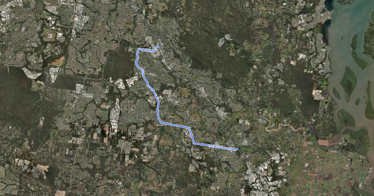 Маршрут Logan Central Bikeway на спутниковом снимке