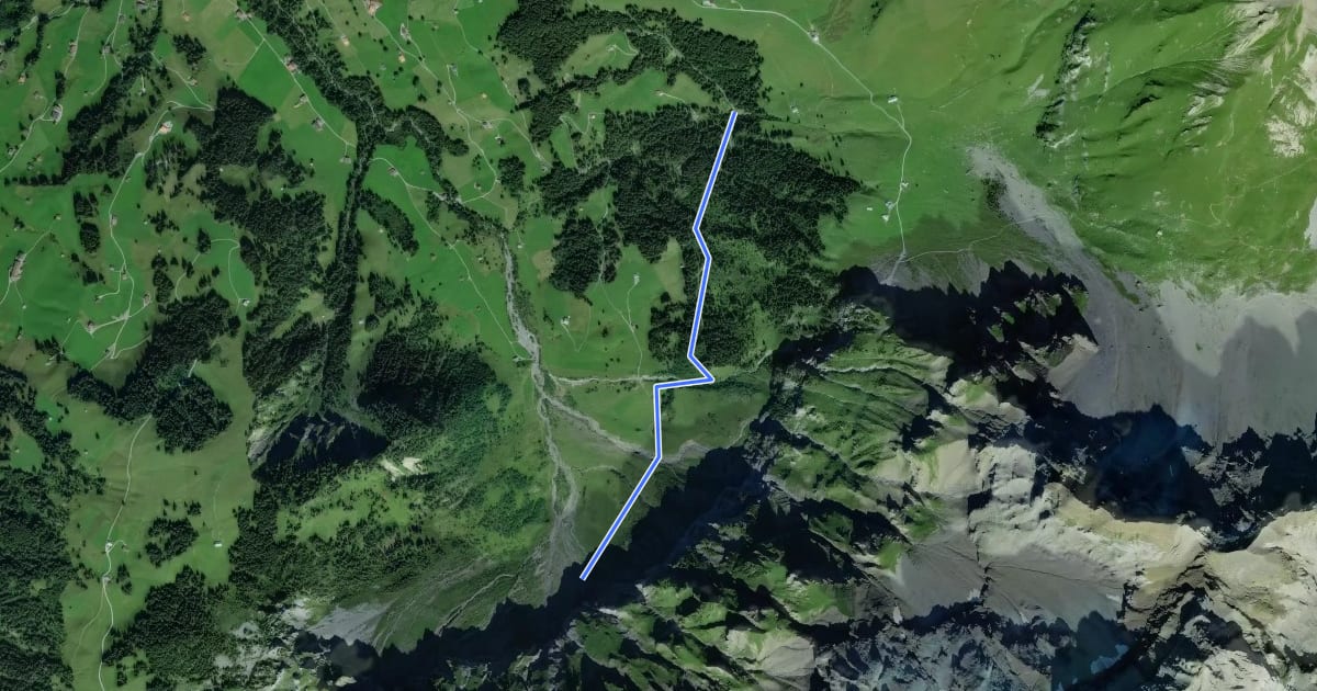 Маршрут Lohnerfälle - Bonderalp на спутниковом снимке