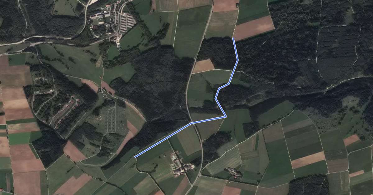 Маршрут Loipe Heroldstatt / Ingstetten / Magolsheim - Transfere 3 km на спутниковом снимке