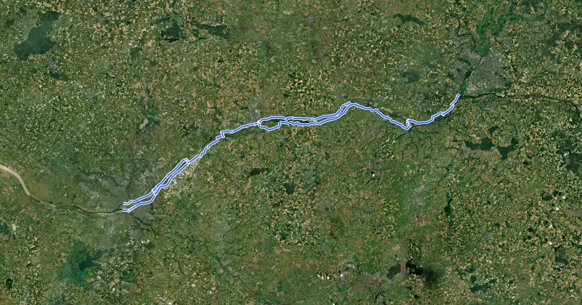 Маршрут Loire à Vélo 2 на спутниковом снимке