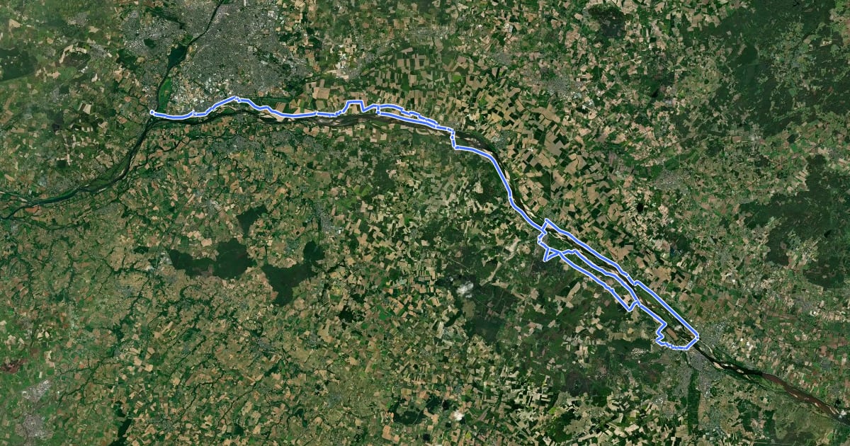 Маршрут Loire à Vélo 3 на спутниковом снимке