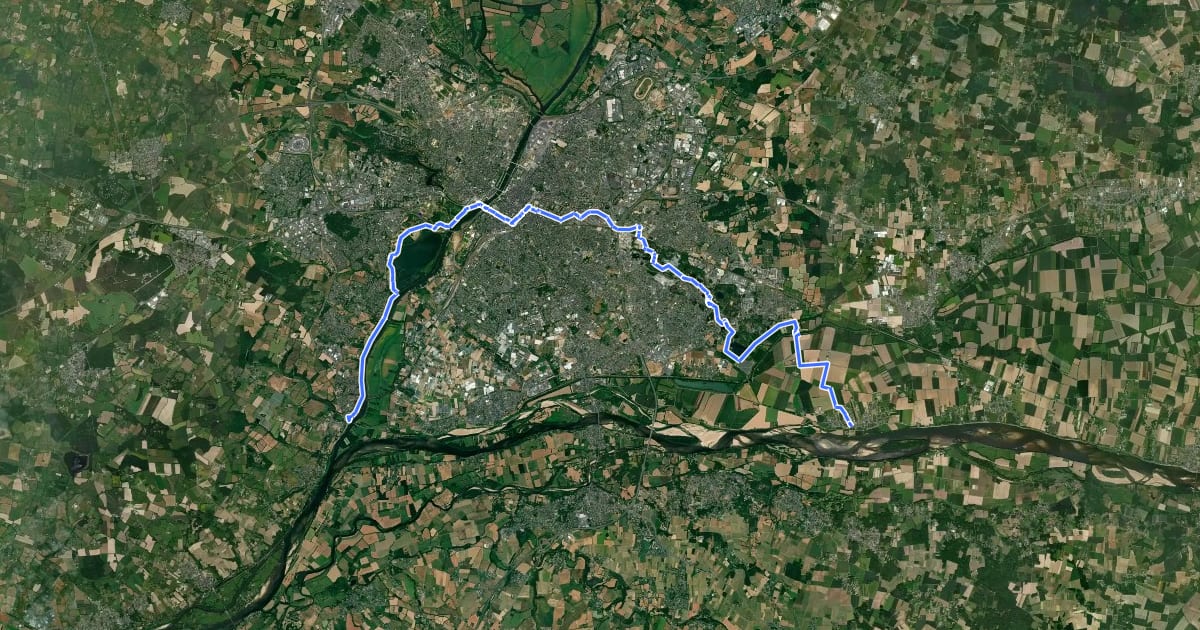Маршрут Loire à Vélo 3a - via Angers на спутниковом снимке