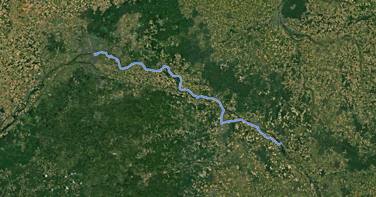 Маршрут Loire à Vélo 7 на спутниковом снимке