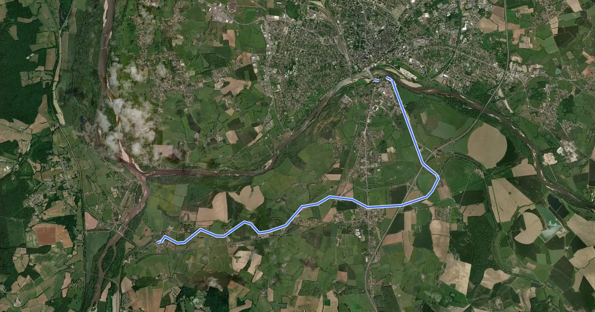 Маршрут Loire à Vélo 8e - Liaison Nevers на спутниковом снимке