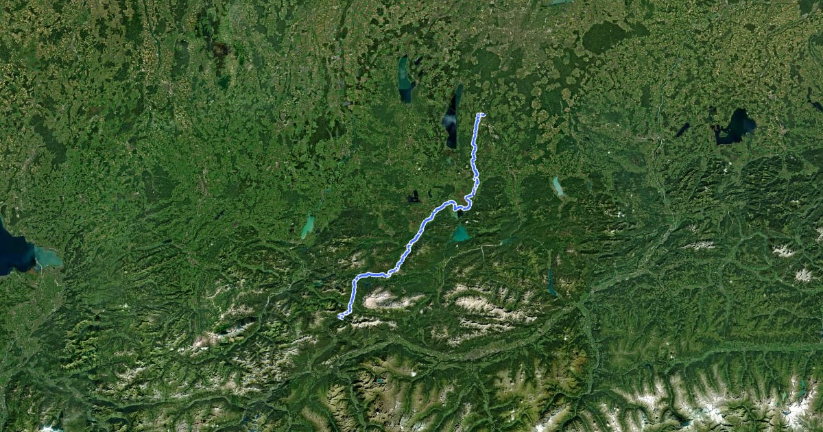 Маршрут Loisach Radweg на спутниковом снимке
