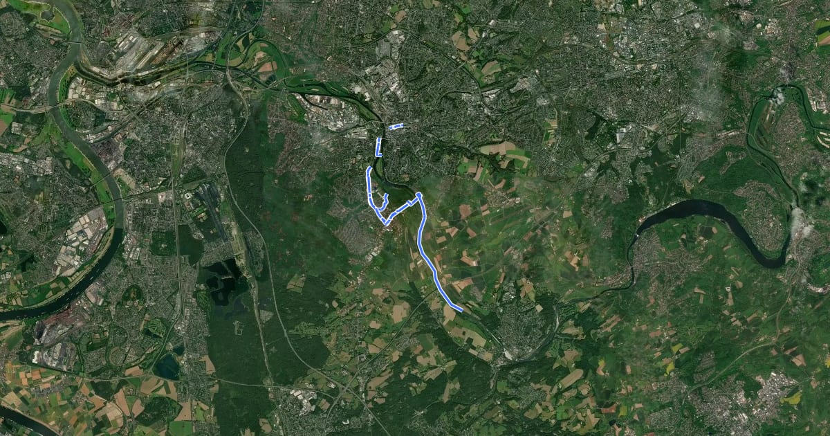 Маршрут Lokales Radwegenetz Mülheim an der Ruhr на спутниковом снимке