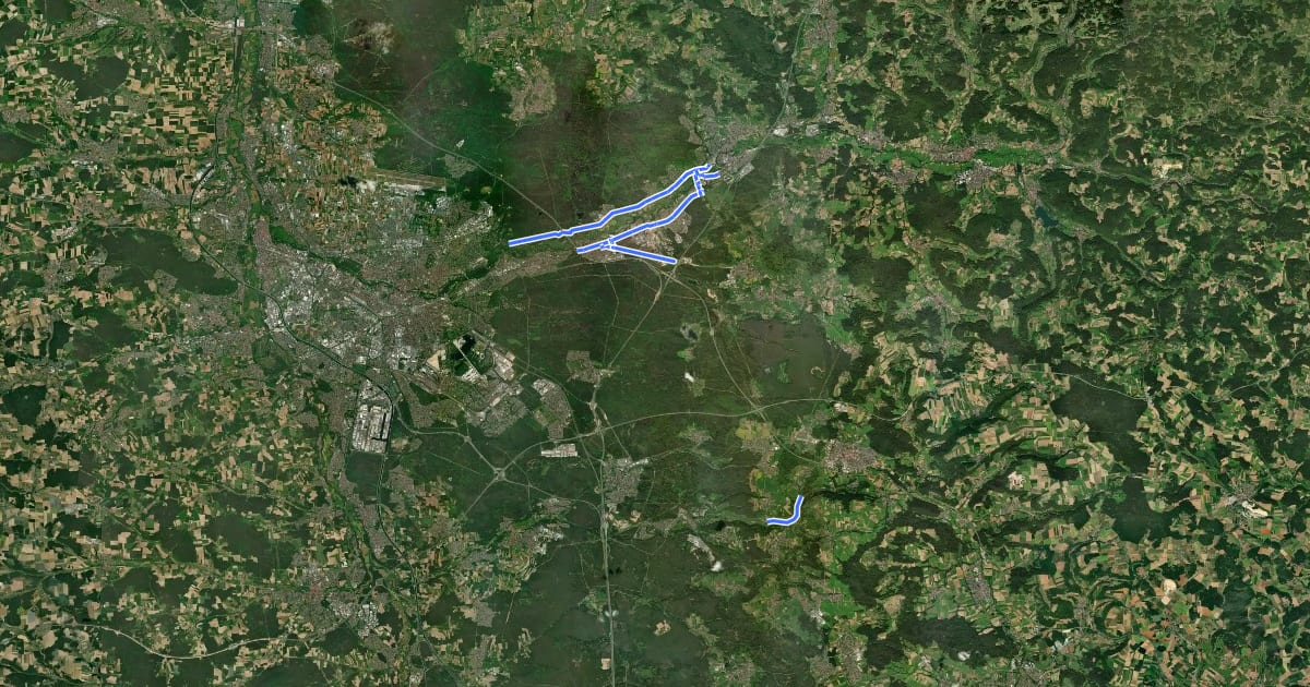 Маршрут Lokalnetzwerk Nürnberger Land на спутниковом снимке