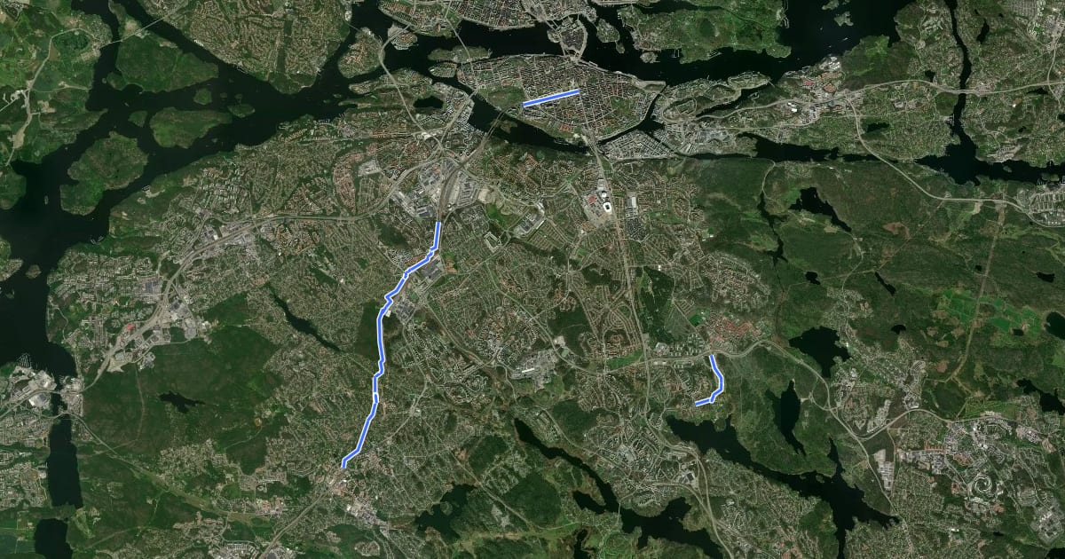 Маршрут Lokalt cykelnät (planerat) на спутниковом снимке
