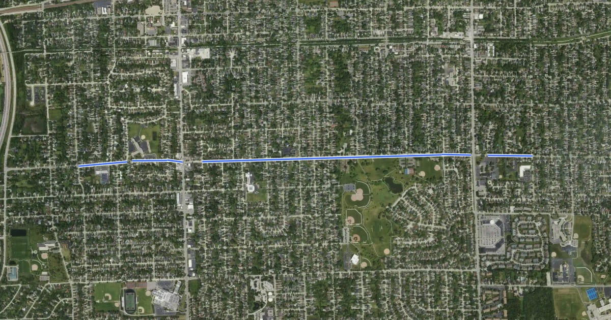 Маршрут Lombard Bike Routes на спутниковом снимке