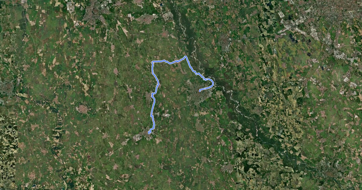 Маршрут Lomellina Uno: da Vigevano a Mortara 35 km на спутниковом снимке