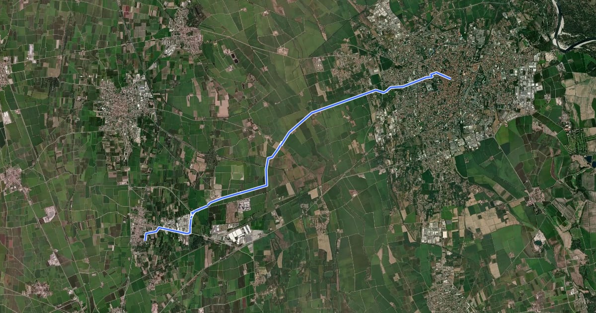 Маршрут Lomellina Uno - variante ritorno a Vigevano на спутниковом снимке