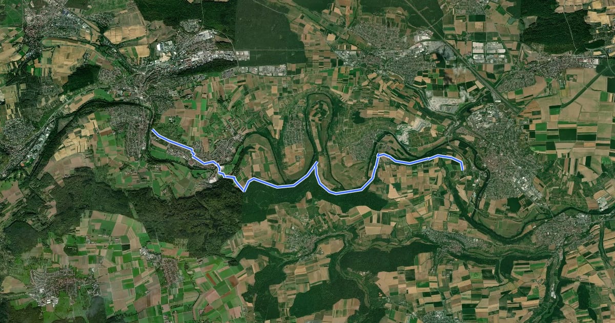 Маршрут Lomersheim - Mühlhausen на спутниковом снимке