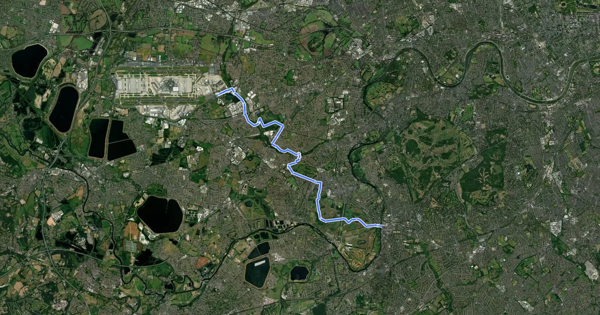 Маршрут London LOOP (Section 9) на спутниковом снимке