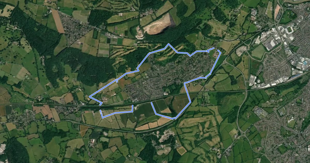 Маршрут Long Ashton Village Circular Walk на спутниковом снимке