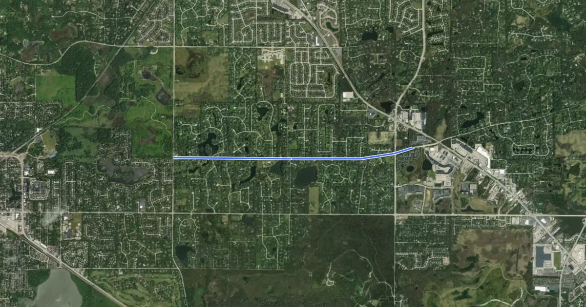 Маршрут Long Grove Road Bike Lanes на спутниковом снимке