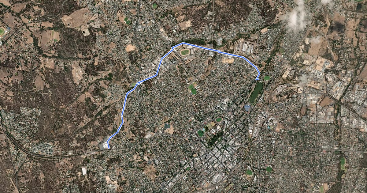 Маршрут Long Gully Trail на спутниковом снимке