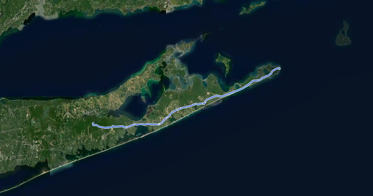 Маршрут Long Island Greenway—Phase II на спутниковом снимке