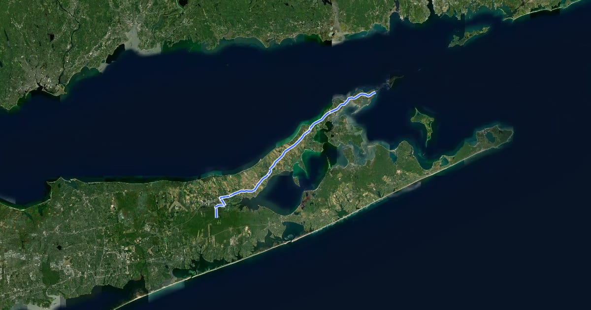 Маршрут Long Island Greenway—Phase IV на спутниковом снимке
