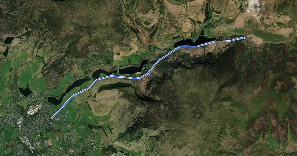 Маршрут Longdendale Trail на спутниковом снимке