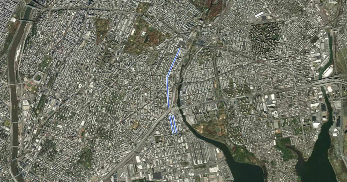 Маршрут Longfellow Avenue на спутниковом снимке