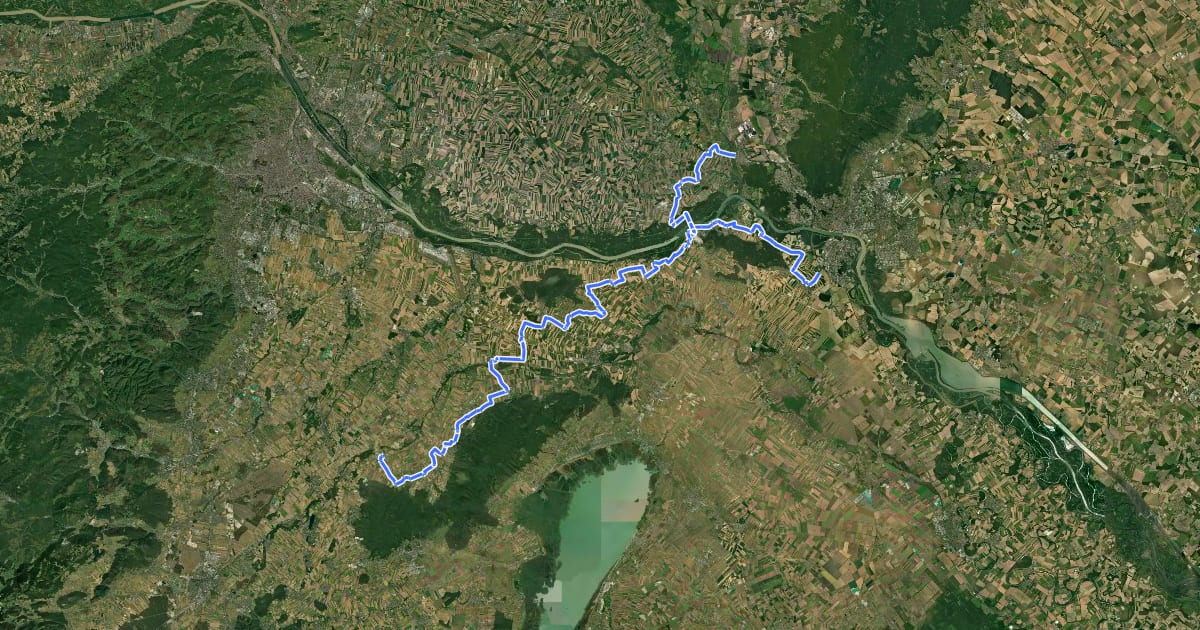 Маршрут Longinus Radweg на спутниковом снимке
