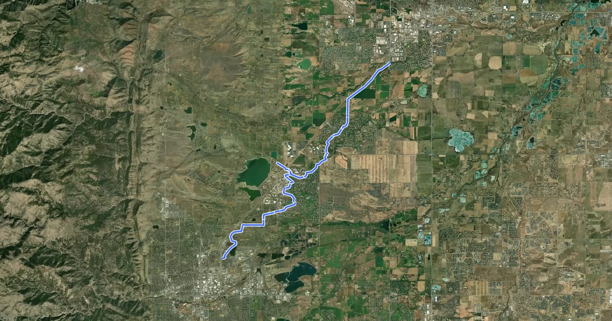 Маршрут Longmont-to-Boulder (LOBO) Regional Trail на спутниковом снимке