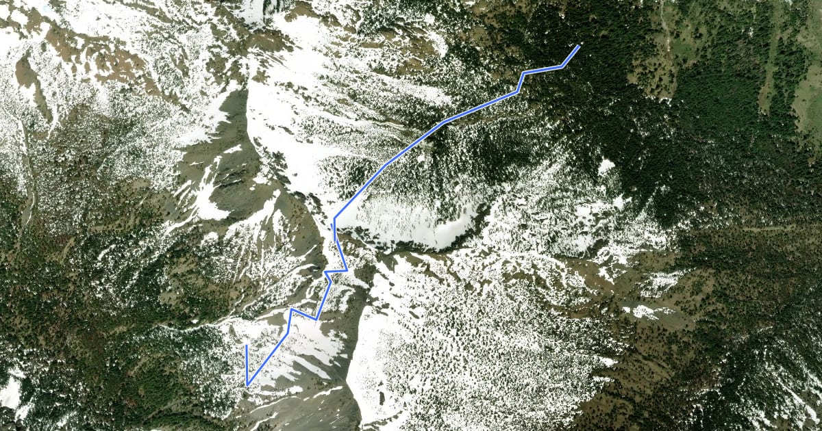 Маршрут Longs Pass Trail на спутниковом снимке