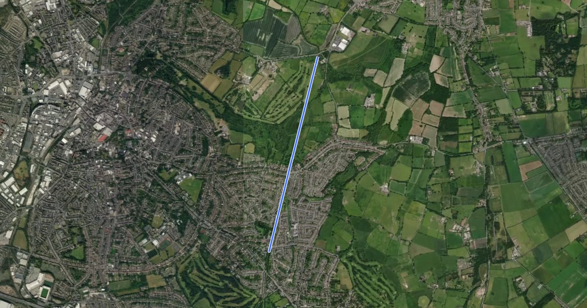 Маршрут Longwood Junction to Rushall Locks на спутниковом снимке