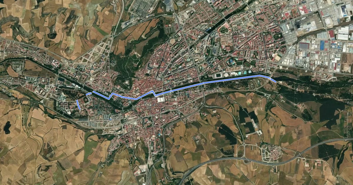 Маршрут Los caminos del agua siguiendo el Arlanzón на спутниковом снимке