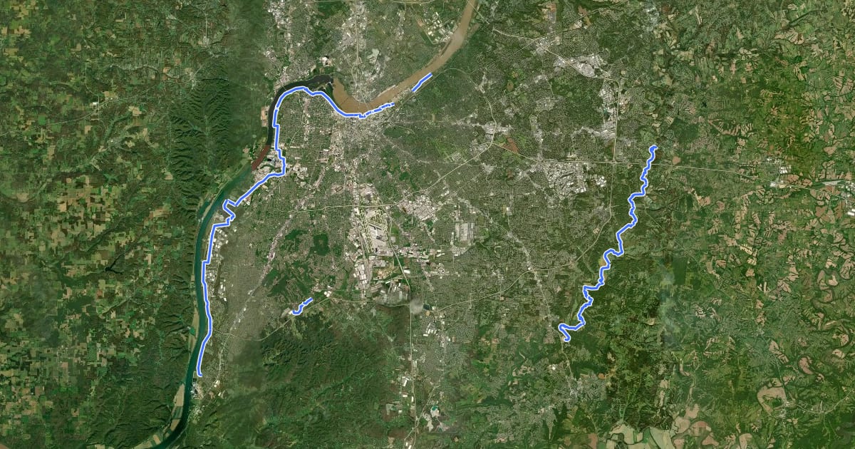 Маршрут Louisville Loop на спутниковом снимке