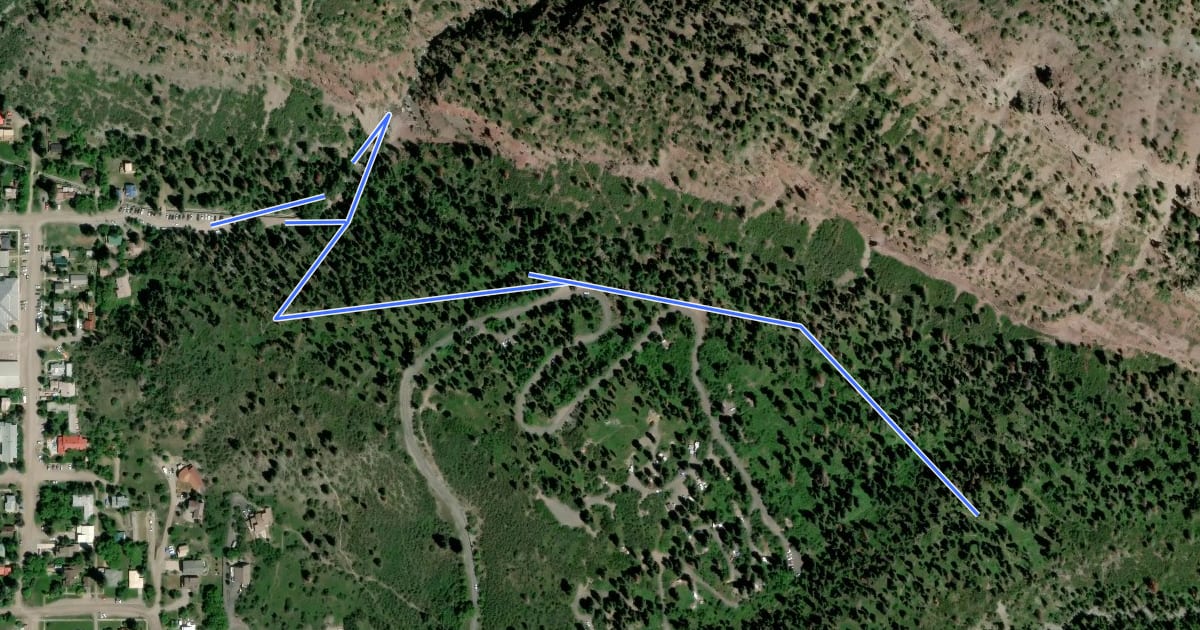 Маршрут Lower Cascade Falls Trail на спутниковом снимке