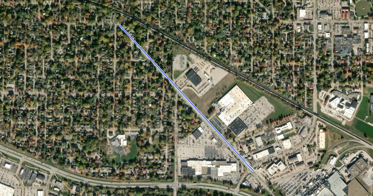 Маршрут Lower Muscatine Road Sidepath на спутниковом снимке