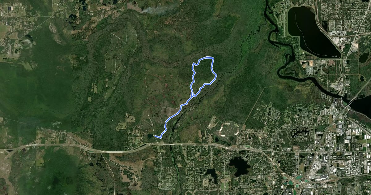 Маршрут Lower Wekiva Loop - East 9mi на спутниковом снимке