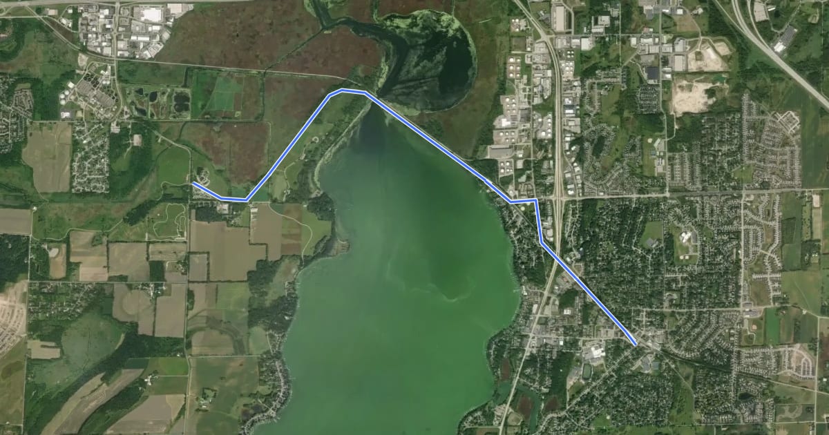 Маршрут Lower Yahara River Trail на спутниковом снимке