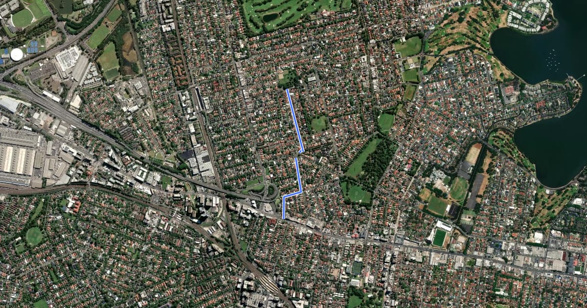 Маршрут LR4 Majors Bay to Strathfield на спутниковом снимке