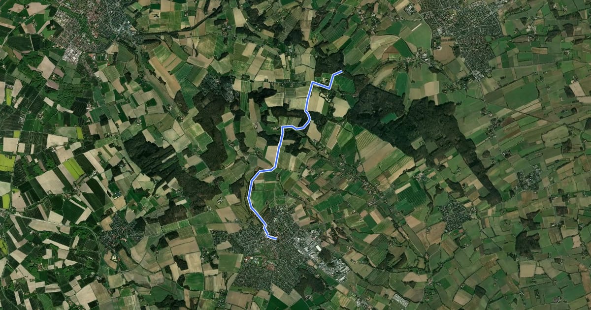 Маршрут Ludgerusweg Zuweg Nottuln на спутниковом снимке
