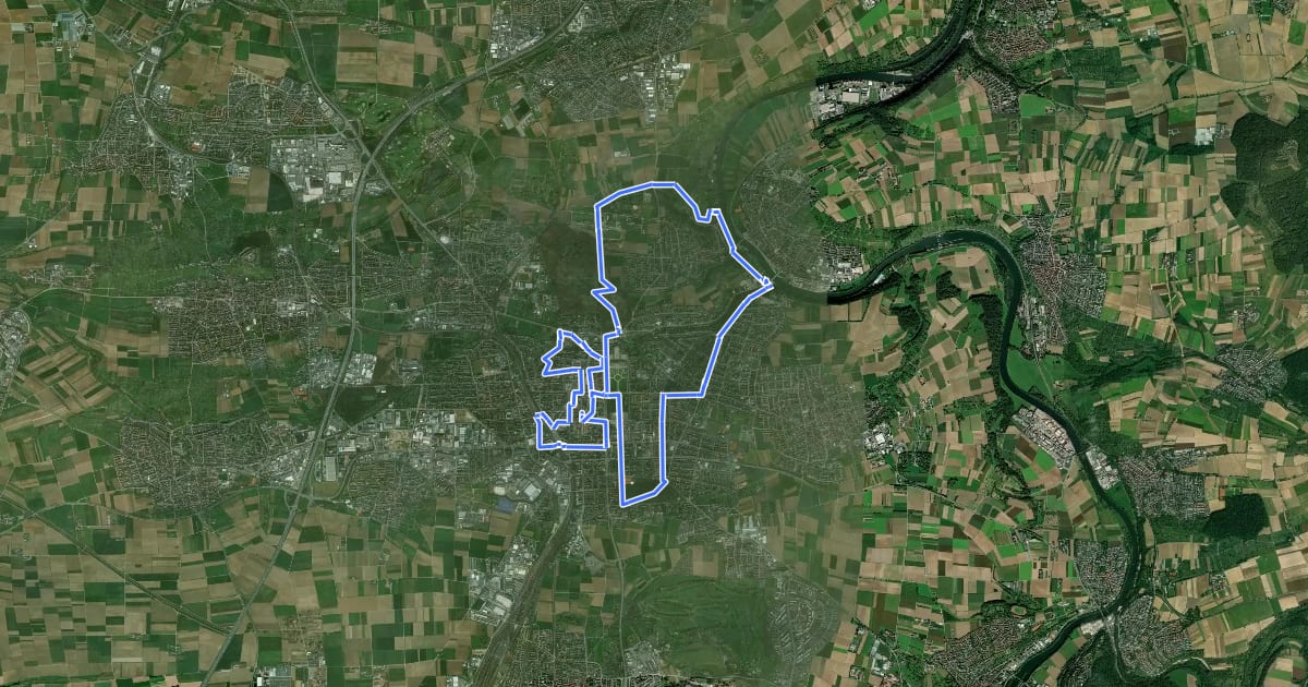 Маршрут Ludwigsburger 300-Minuten-Weg на спутниковом снимке