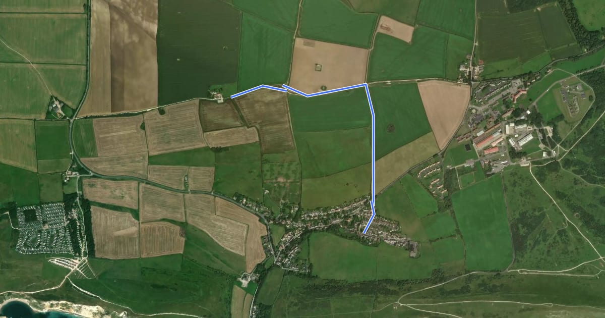Маршрут Lulworth Country Trail на спутниковом снимке