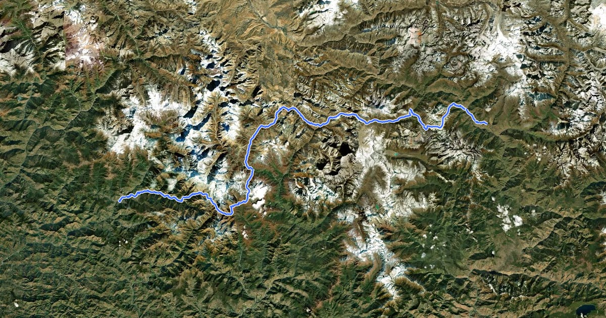Маршрут Lumthi to Simikot на спутниковом снимке