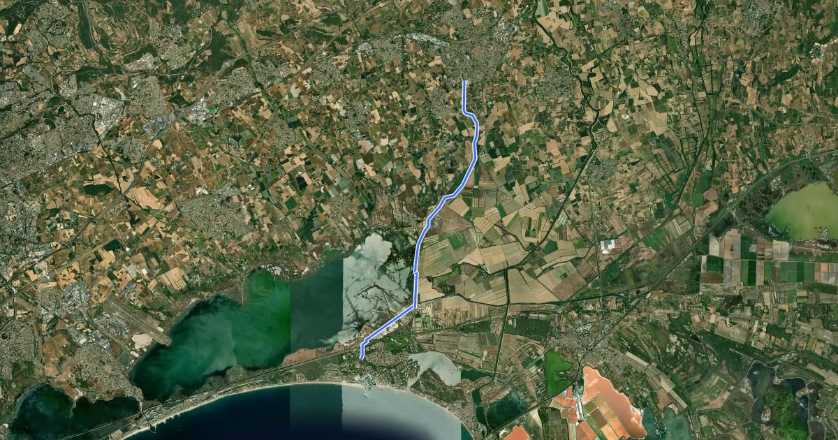 Маршрут Lunel à la Grande Motte на спутниковом снимке
