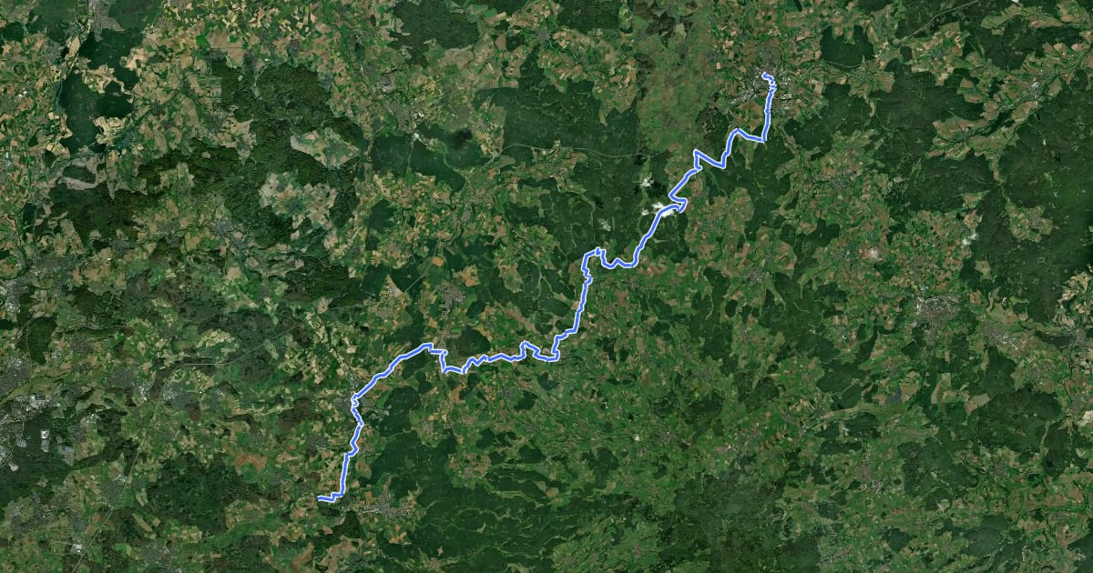 Маршрут Lutherweg 1521 (Teilstück Alsfeld-Münster) на спутниковом снимке