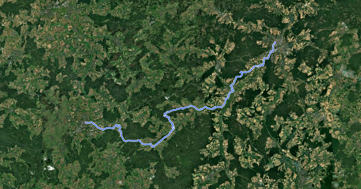 Маршрут Lutherweg 1521 (Teilstück Bad Hersfeld-Alsfeld) на спутниковом снимке