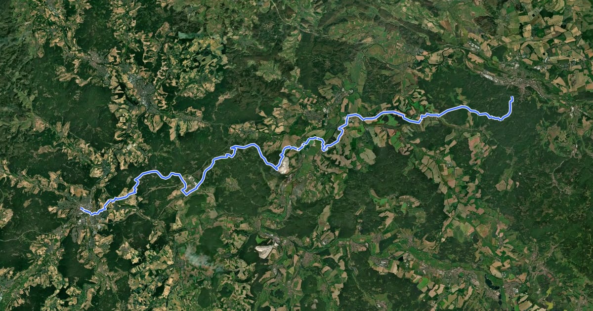 Маршрут Lutherweg 1521 (Teilstück Eisenach-Bad Hersfeld) на спутниковом снимке